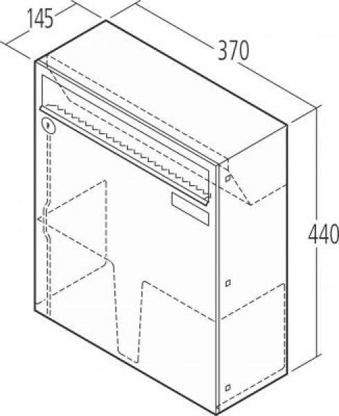 Renz Wandbriefkasten Einzelkasten Classic Stahl Jumbo Kasten 370x440x145, mit RS50-Schrägeinwurf RENZ Nummer 17-1-19716